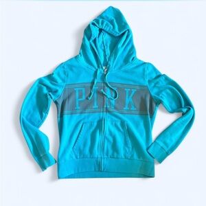 y2k Victoria's Secret PINK blue & grey zip up hoodie